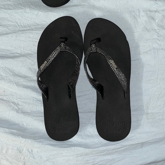 Reef Black Sandals with Silver Accents - Picture 1 of 3